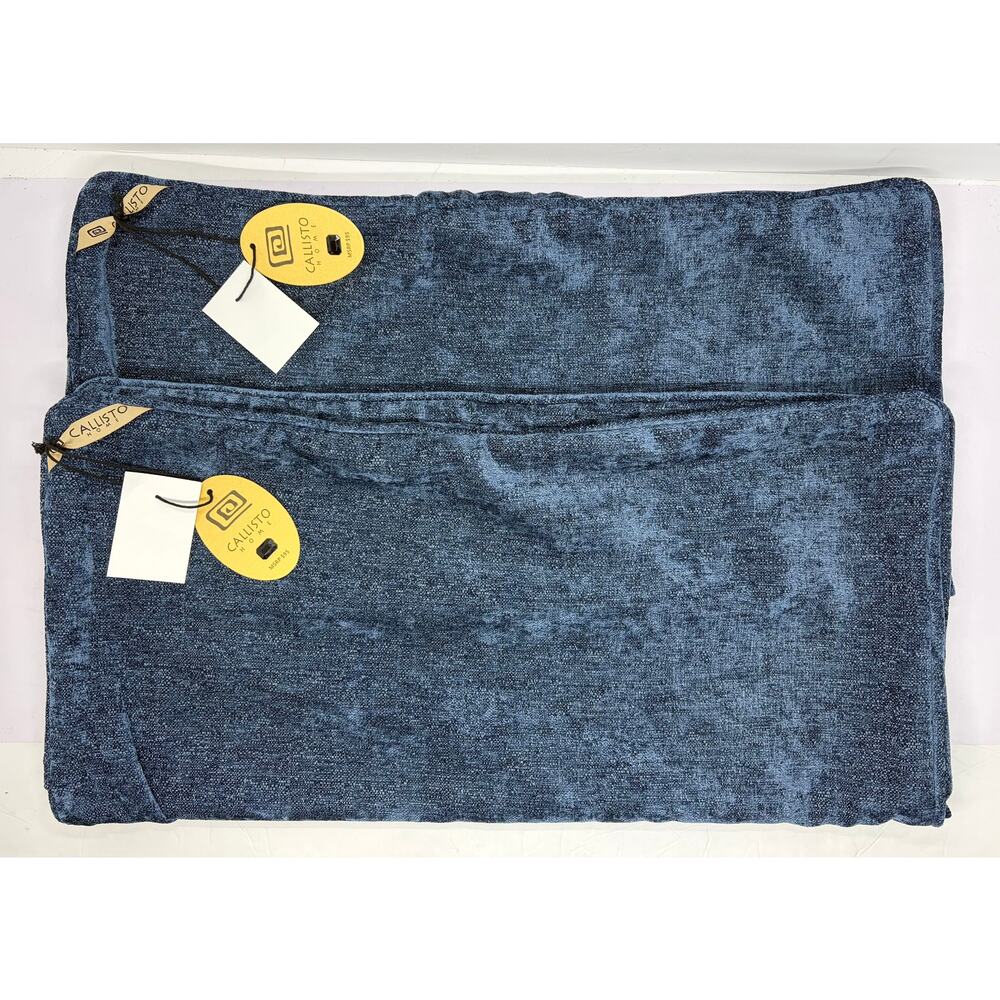 2 Callisto Home Blue Velvet 24” x 24” Pillow Shams NWT Textured Luxury Covers